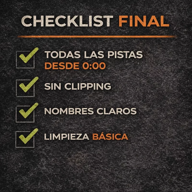 checklist para mandar tus pistas correctamente a masterizar