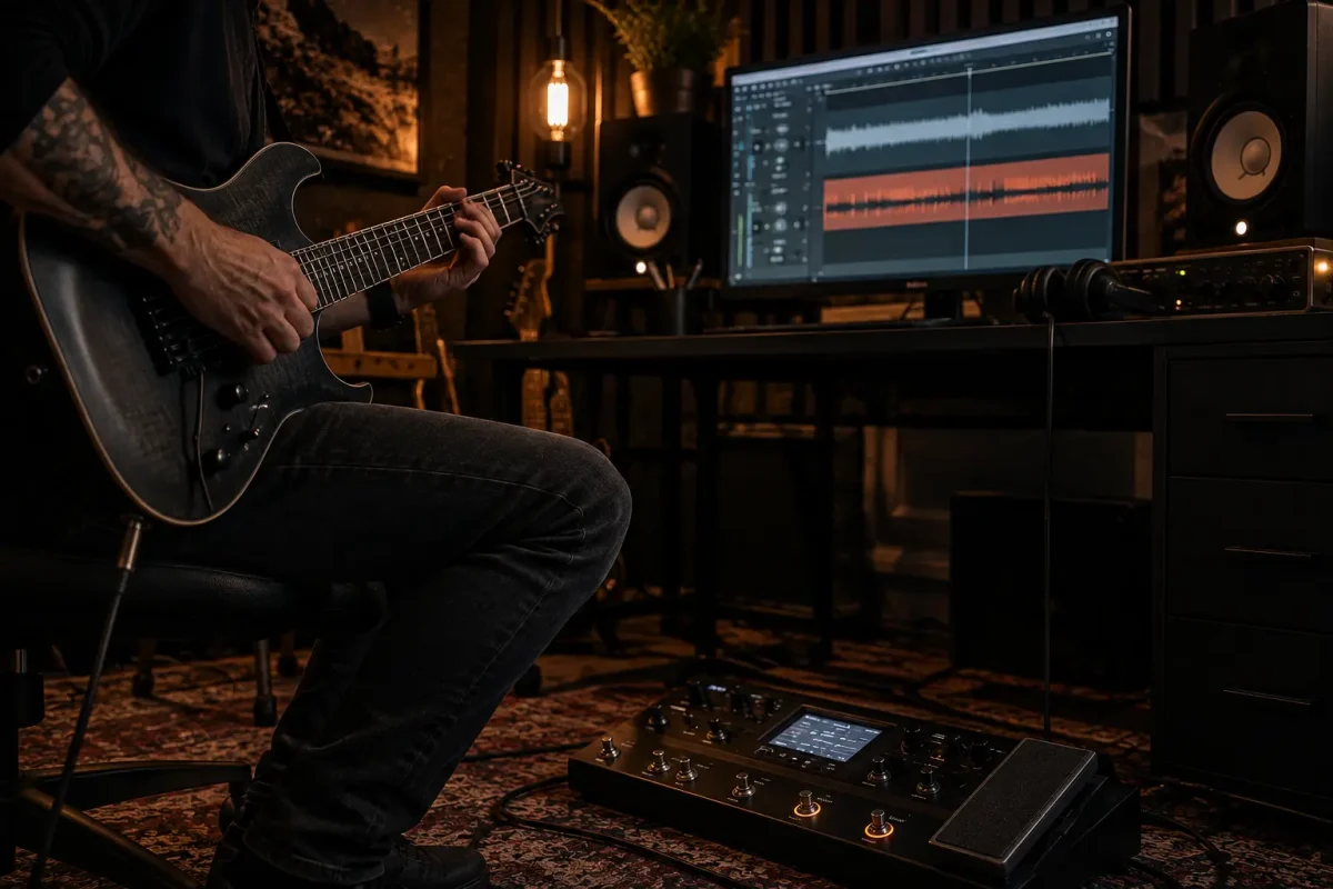 Ajuste de ganancia de guitarra eléctrica en una interfaz de audio
